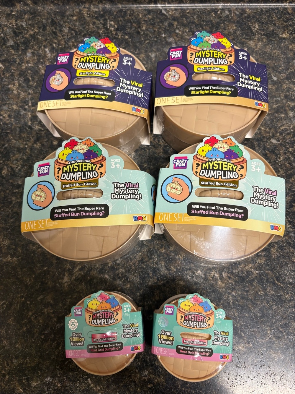 RMS Mystery Dumpling Lot. 2 Mini Rose, 2 Stuffed Bun, 2 Starlight